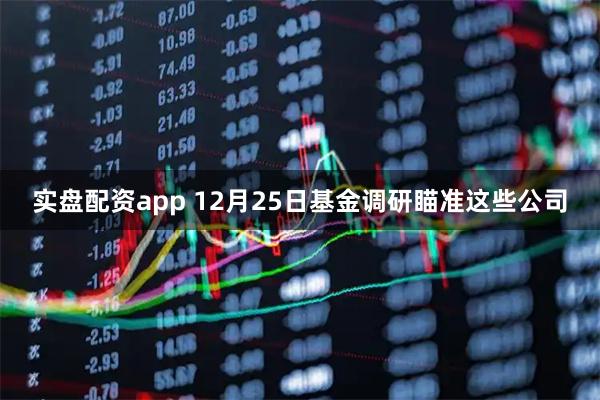 实盘配资app 12月25日基金调研瞄准这些公司